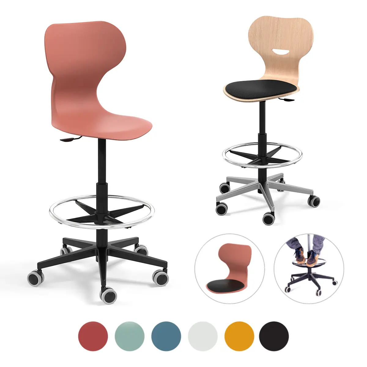 Counterstuhl | Höhenverstellbar 58-83 cm - Glasfaserverstärktes PP - 2 Jahre Garantie - 7,56 kg Eigengewicht