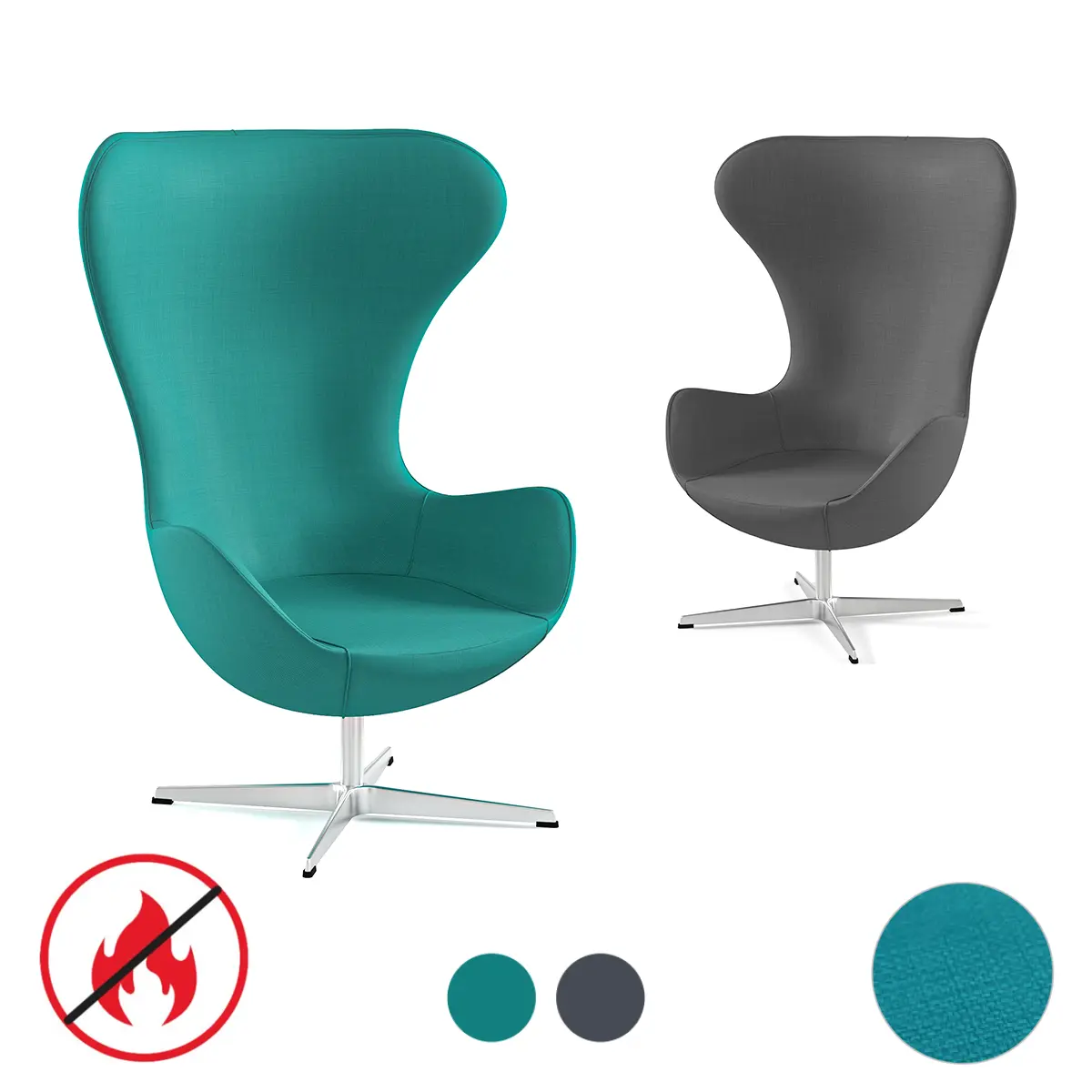 Drehsessel für Bildungseinrichtungen | Flammhemmend nach TB117-2013 - UNE EN 1729 zertifiziert - 25 kg Aluminium-Konstruktion - 2 Jahre Garantie