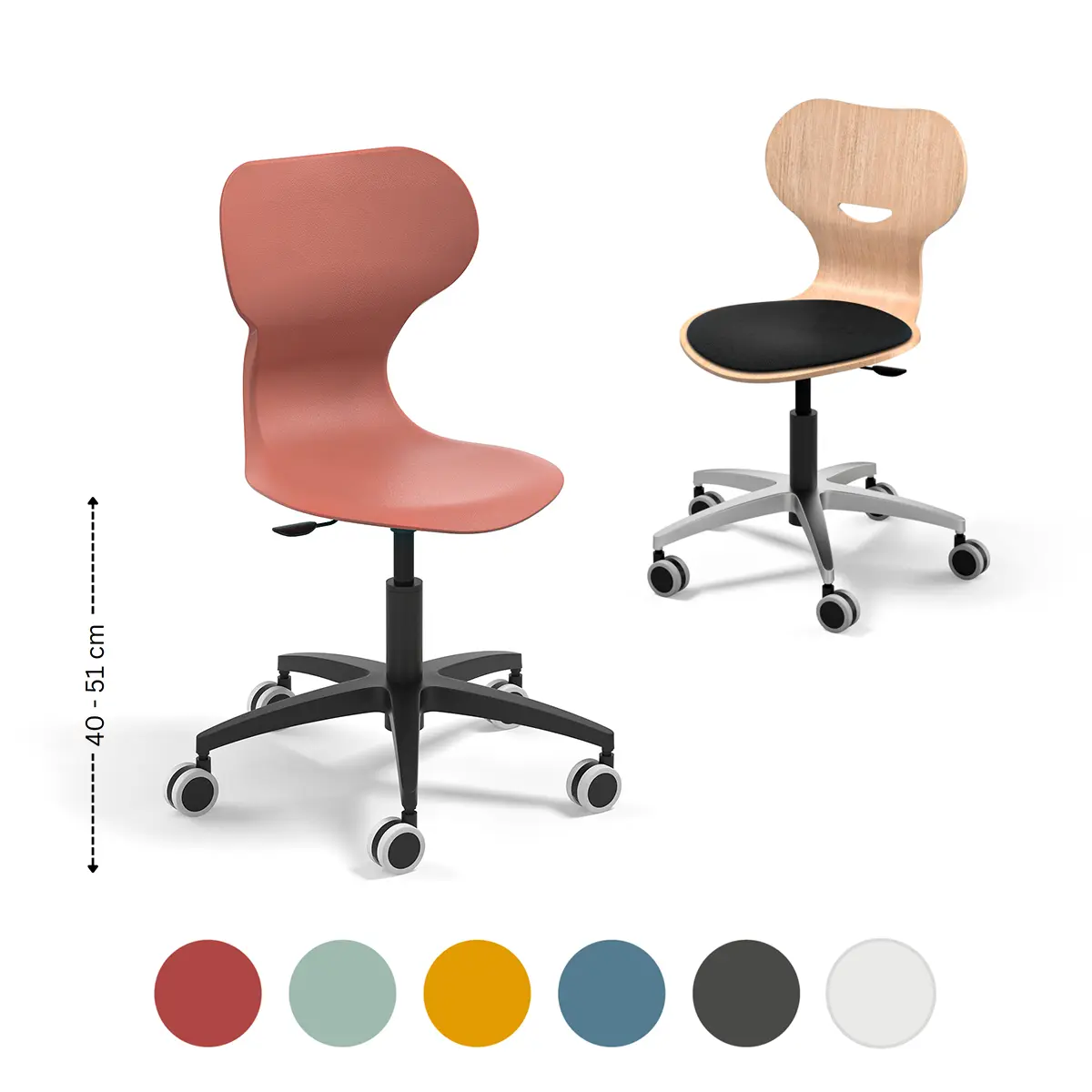 Ergonomischer Schulstuhl | Höhenverstellbar 40-51 cm - TÜV-zertifiziert - Lordosenstütze - Belastbar ab 6 Jahren