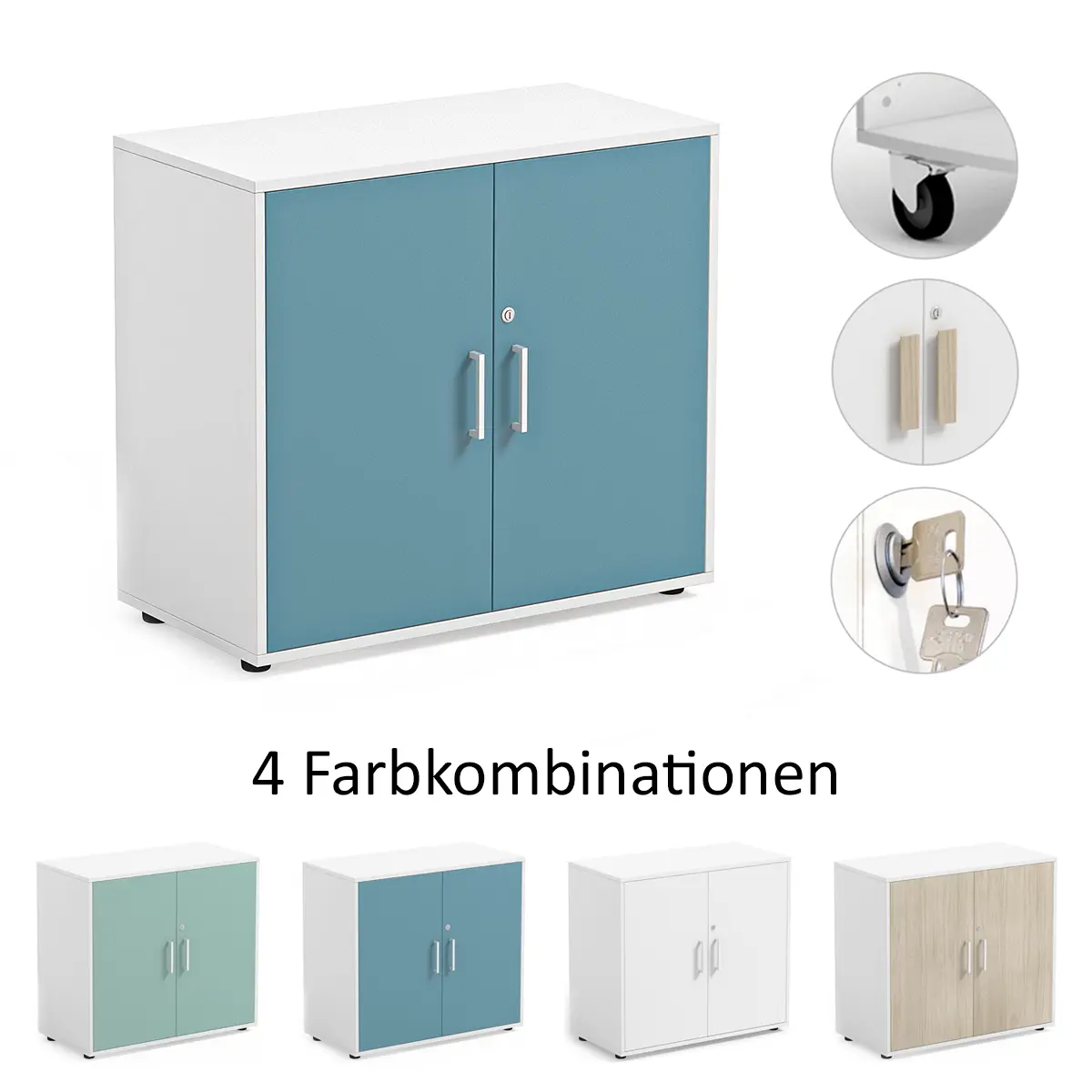 Flügeltürenschrank | 90 x 45 x 81,4 cm - Melaminbeschichtung 19 mm - Höhenverstellbare Füße - 2 Jahre Garantie