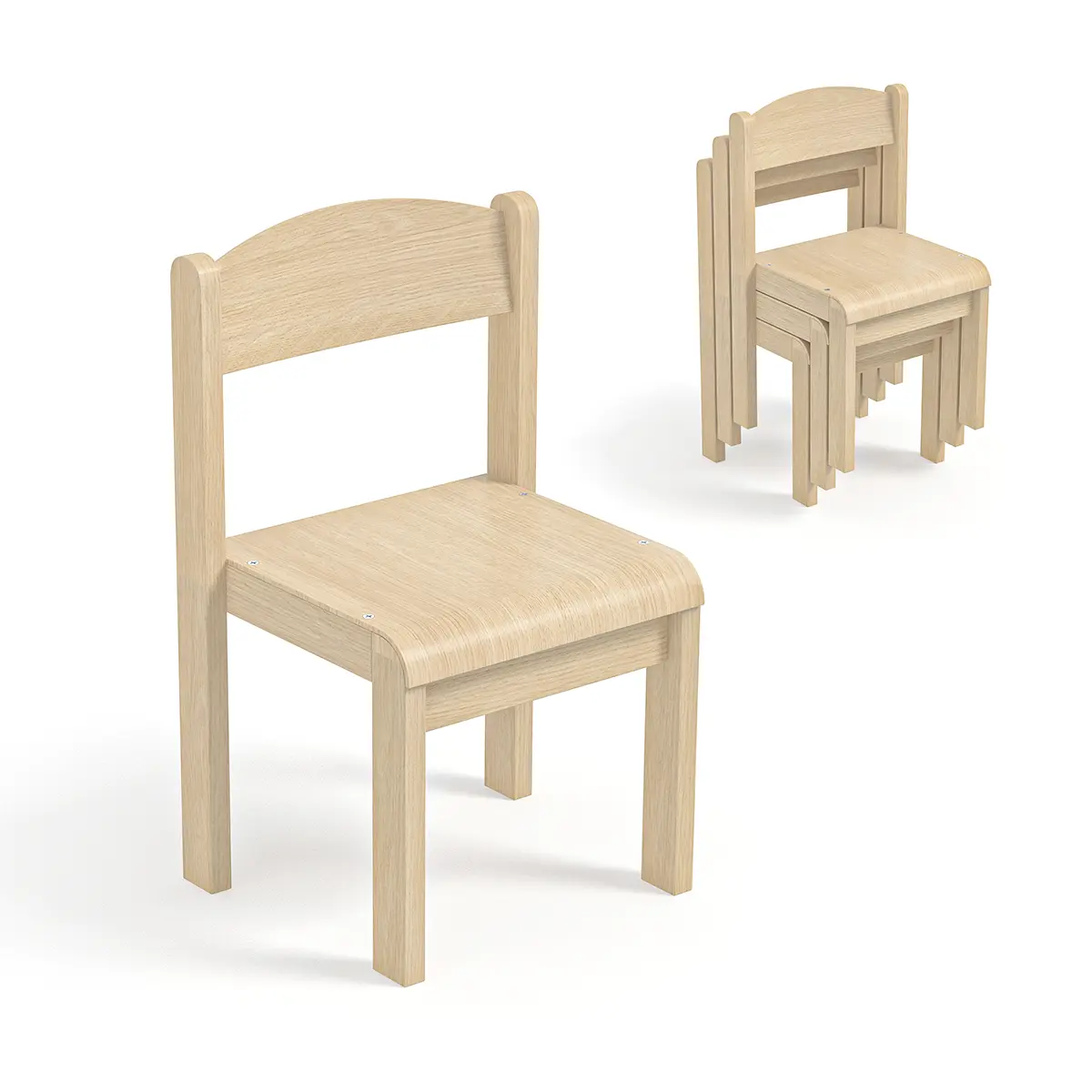 Kinderstuhl | Sitzhöhe 31,5-35,5 cm - Stapelbar - EN 1729-1 zertifiziert - Buchenholz 6 mm