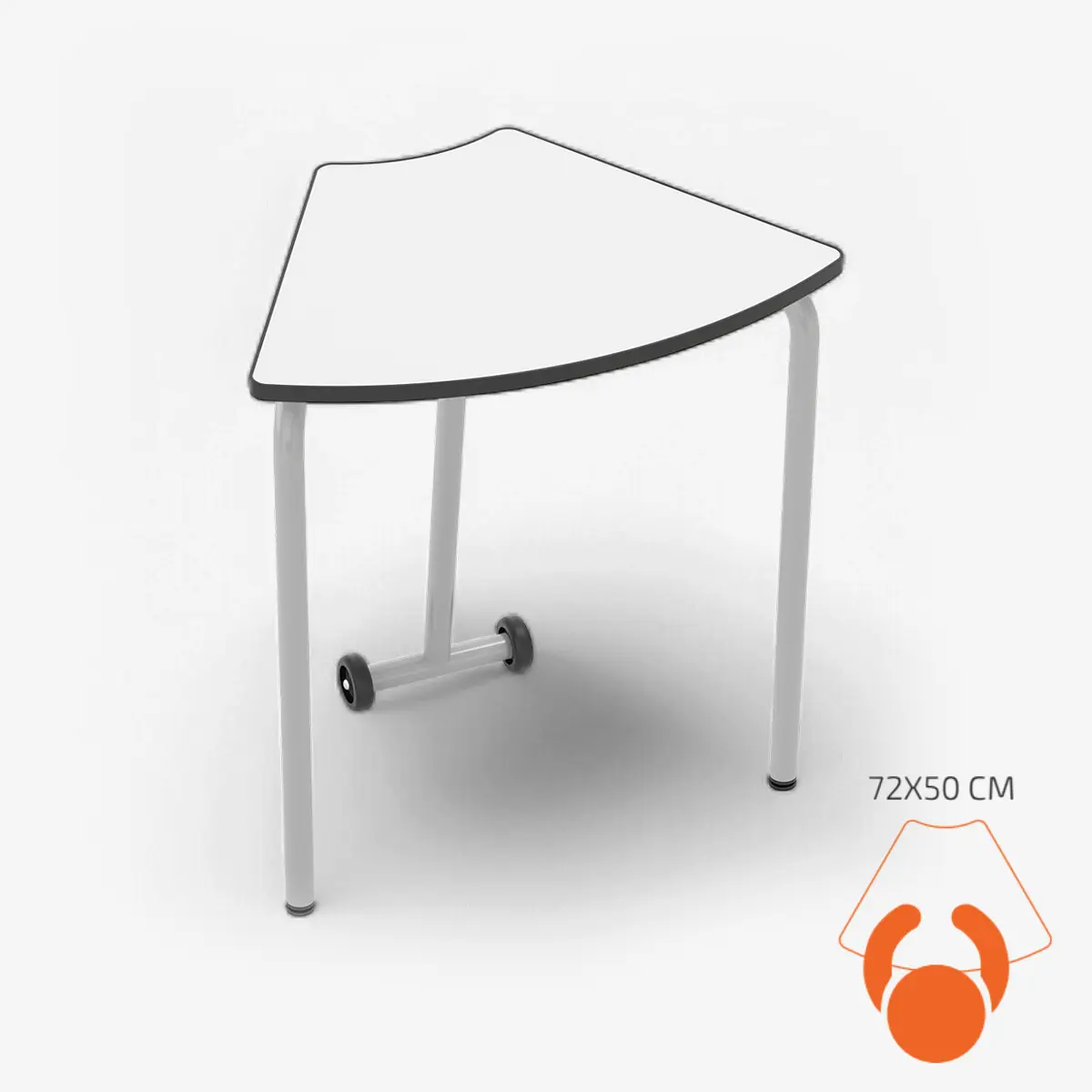 Klappbarer Schultisch | Höhenverstellbar in 3 Stufen - 19 mm Melaminplatte - 60° Trapezform - Kombinierbar zu Ø150cm