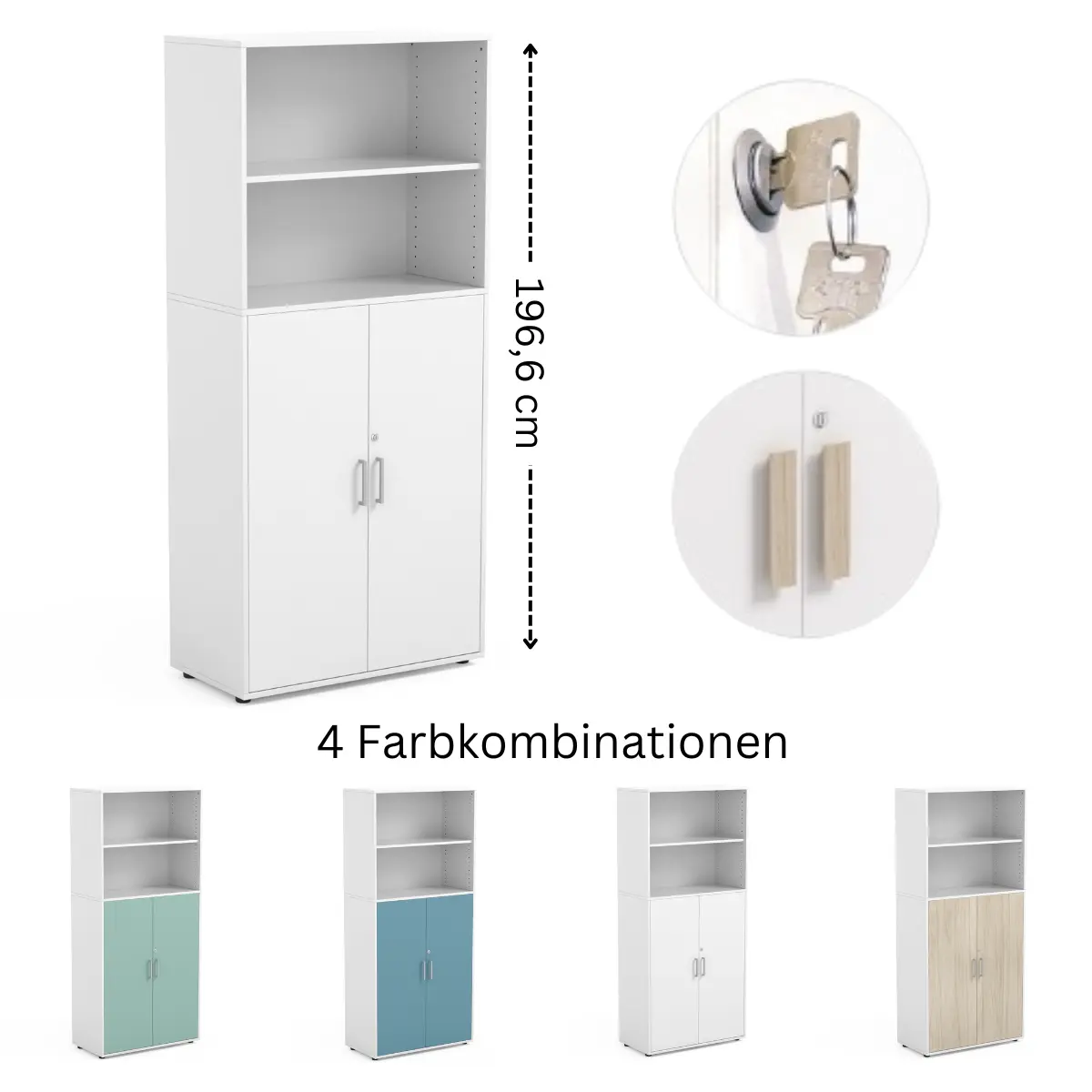 Klassenzimmerschrank | 196,6 cm Höhe - Abschließbare Türen - 5 Fächer - 19 mm Melaminbeschichtung