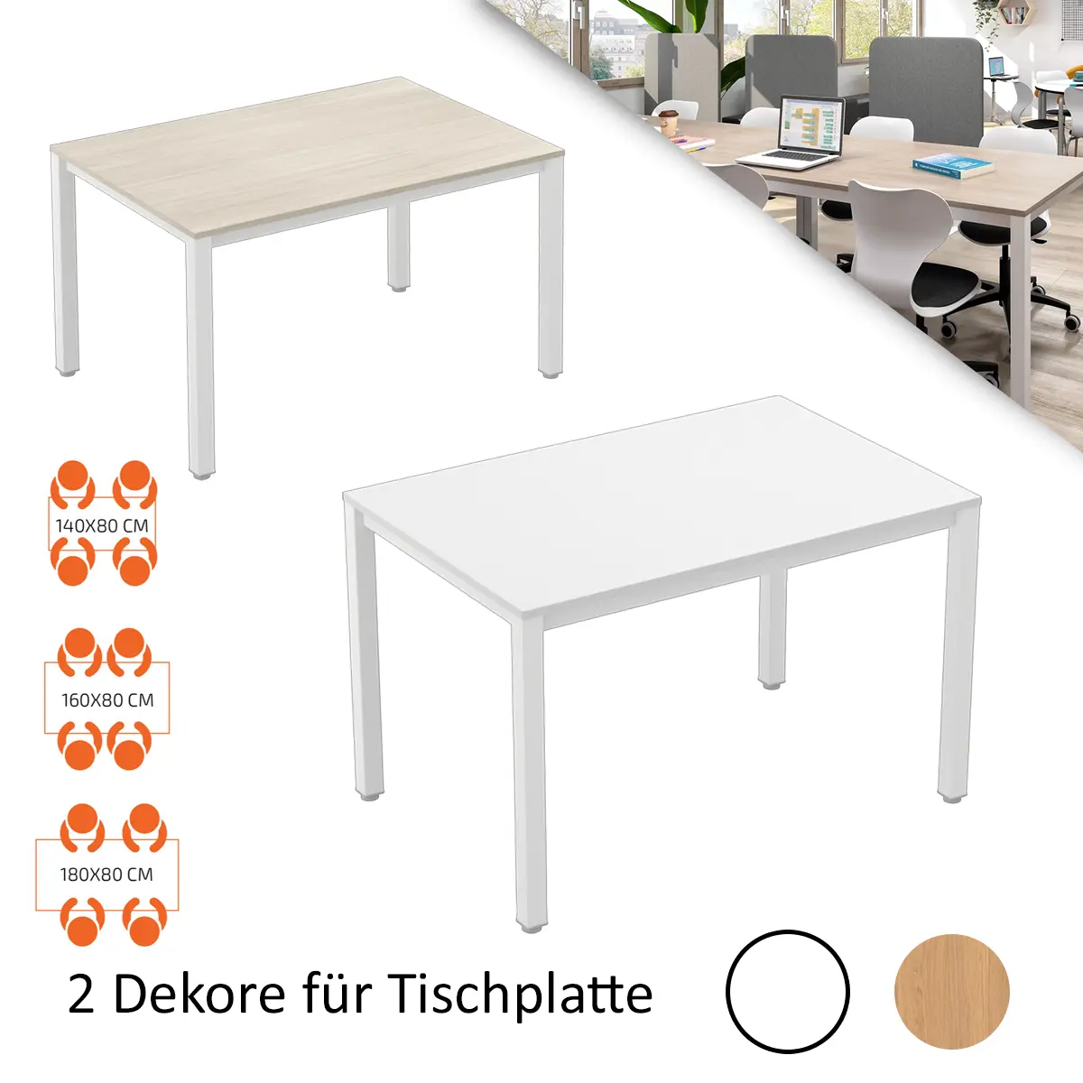 Mehrzwecktisch Bildungsbereich | 181,4 x 81,4 x 71,8 cm - Aluminium-Gestell 50 x 50 mm - Melaminbeschichtete Platte 19 mm - UNE-EN 1729-1 zertifiziert