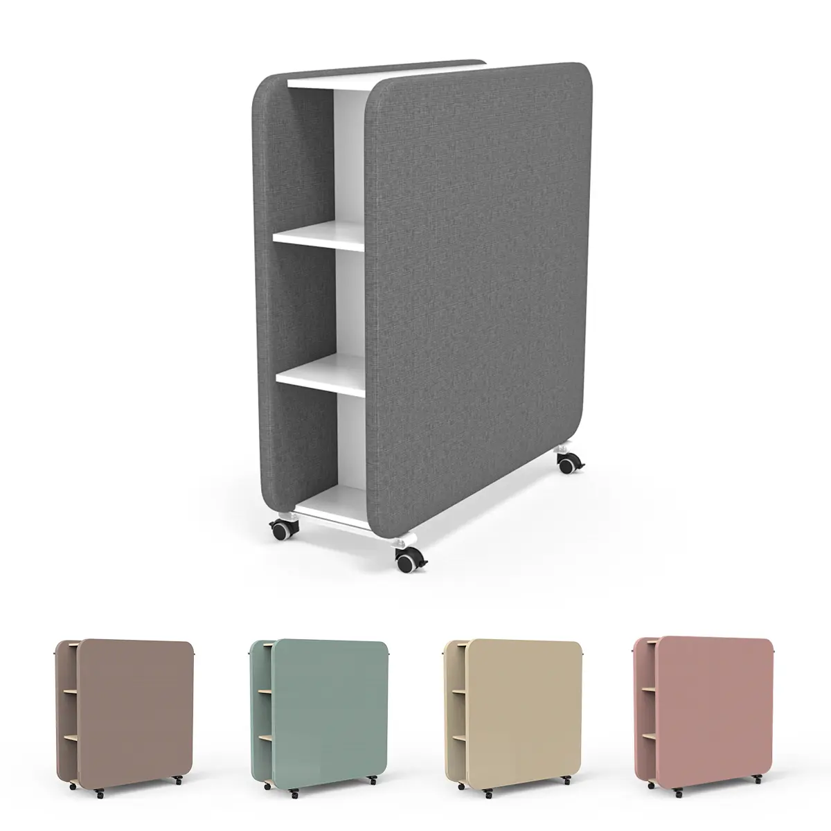 Mobiles Akustikregal | Schallabsorptionsklasse A - 120 x 135 cm - 6 Buchenholzfächer - Absorptionsgrad 0,95