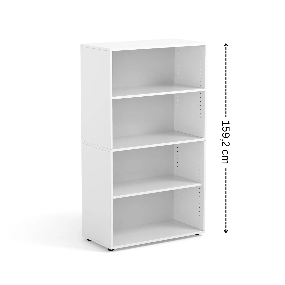 Modulares Bücherregal | 90 x 45 x 159 cm - 4 verstellbare Fächer - 19 mm Spanplatte - 2 Jahre Garantie
