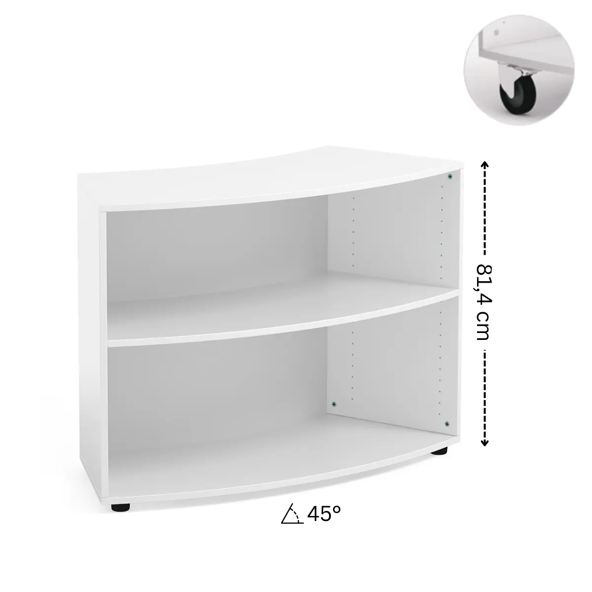 Modulares Achtelkreis-Regal | 114,7 x 81,4 x 52,9 cm - 45° Bogenwinkel - 19 mm Melaminplatte - 2 Jahre Garantie