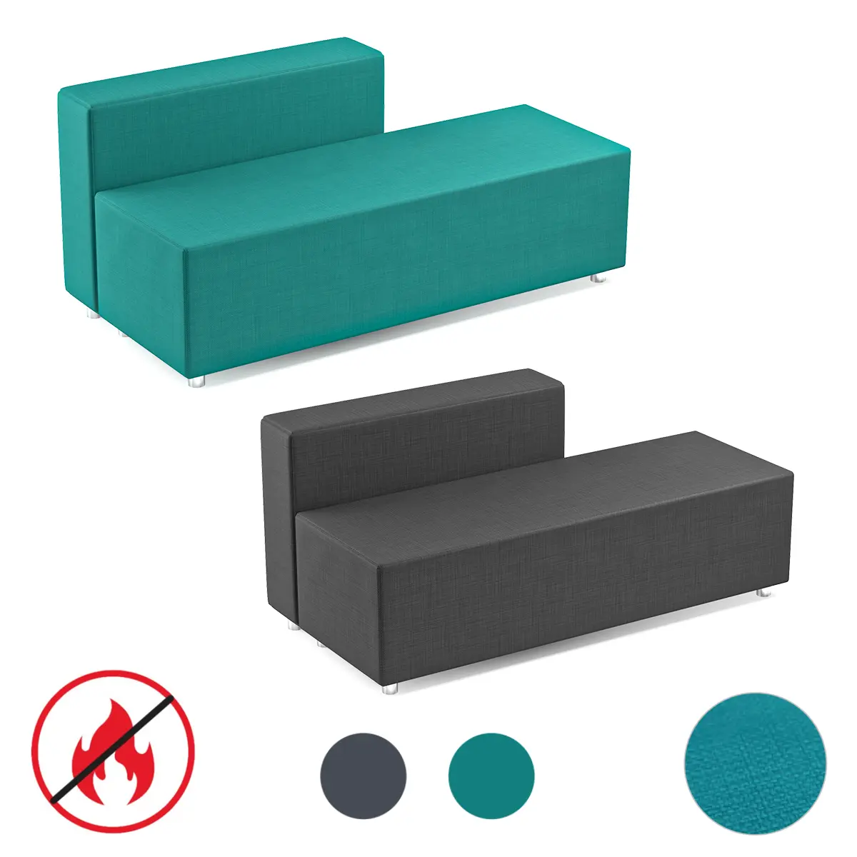 Modulares Schulsofa | Flammhemmend nach TB117-2013 - 160 cm Länge - 35 kg/m² Schaumstoffdichte - 2 Jahre Garantie