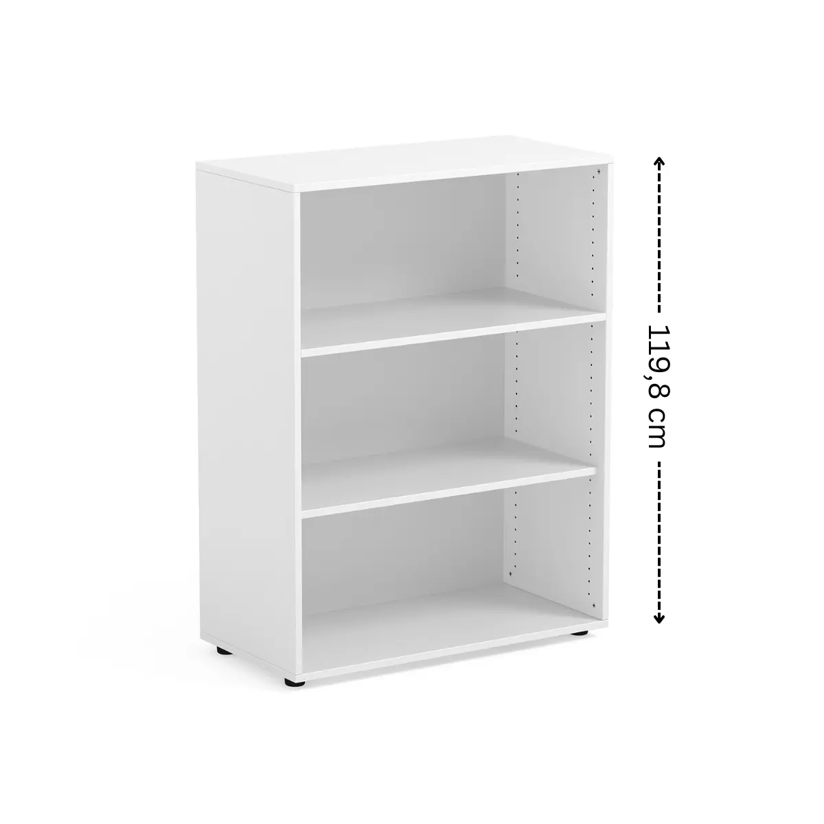 Offenes Bücherregal | 90 x 45 x 119,8 cm - 19 mm Spanplatte melaminbeschichtet - 2 verstellbare Einlegeböden - EN-zertifiziert