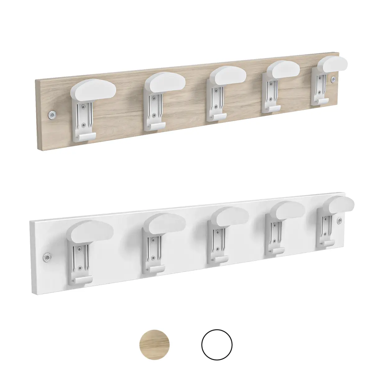 Schulgarderobe | 5 Doppelhaken 150 mm Abstand - 750 x 120 x 70 mm - 2 Jahre Garantie - UNE EN 1729 zertifiziert