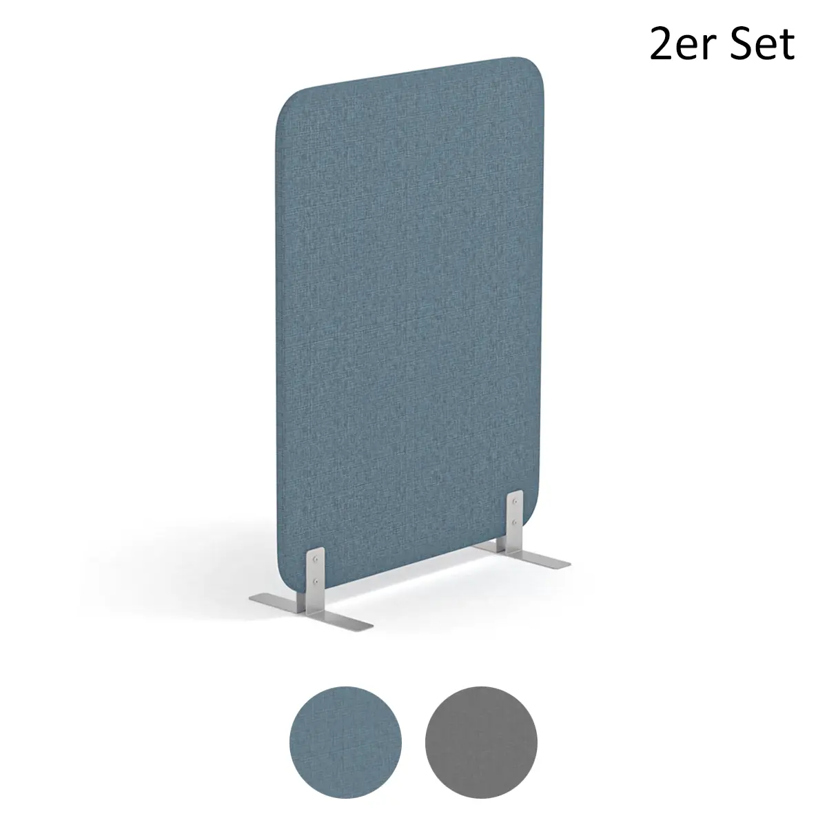 Akustik-Trennwand Mobil | Schallabsorptionsgrad A - 2er-Set 125 x 90 cm - PET-Akustikpanels 2800 g/m² - ISO 354 zertifiziert